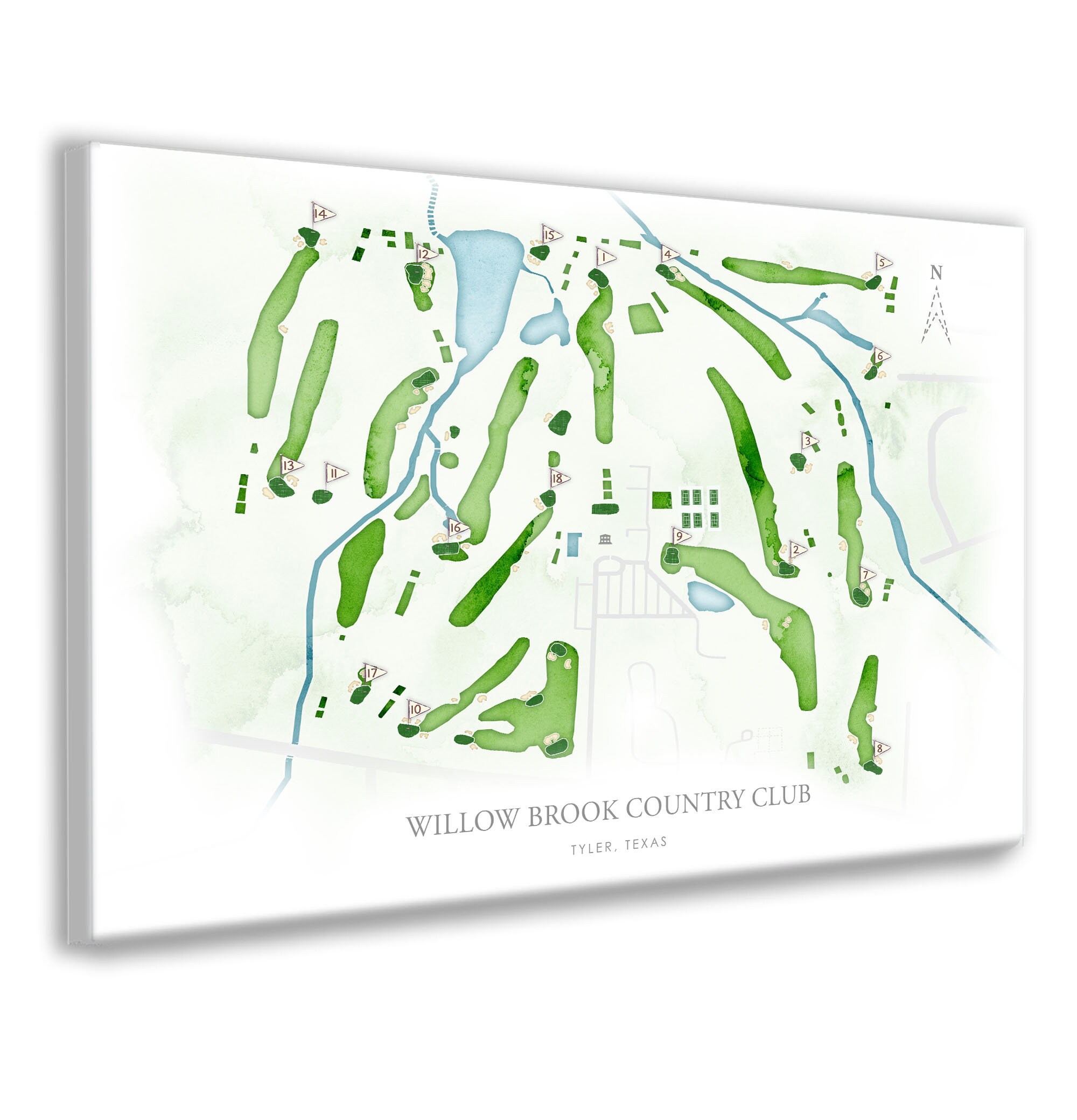 Willow Brook Golf Course Map, Texas Course Layout, Golfer Print Map of ...