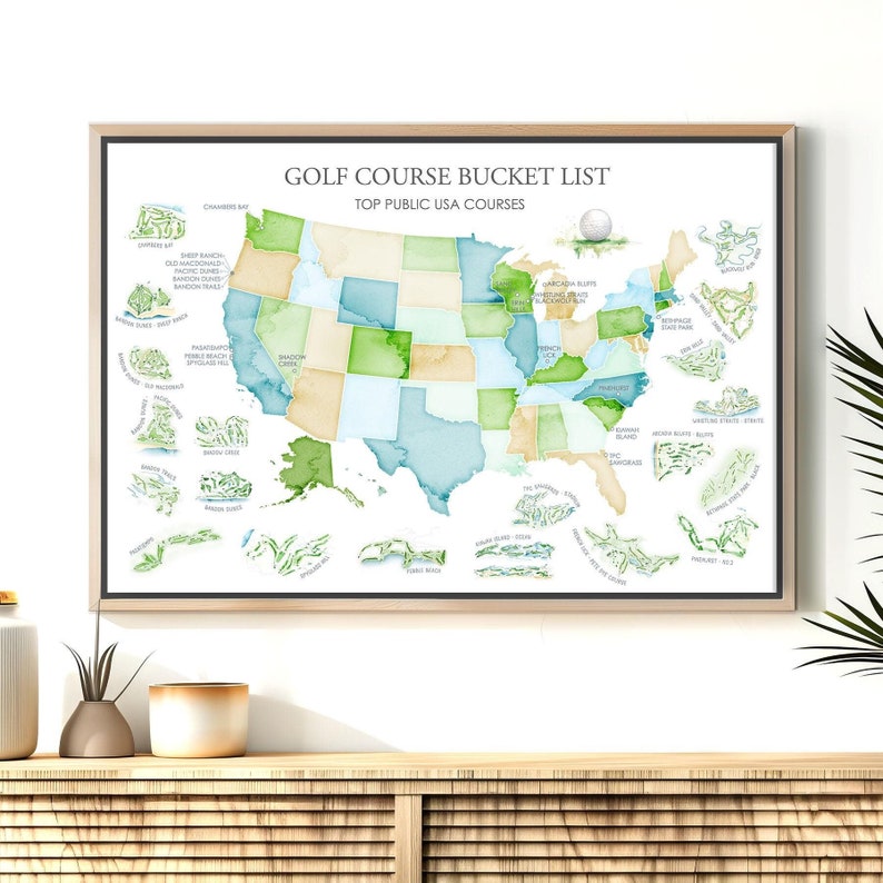 Golf Course Names USA Map of Top Public Golf Courses, Add a Name for a Personalized Golf ...