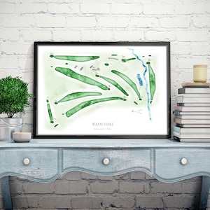 Wapsi Oaks Golf Course Map Watercolor Style Golf Layout of Course