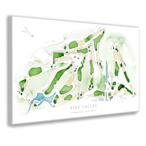 Pine Valley Golf Course Map, Course Layout of New Jersey Golf Map for Golfer, NJ Golf Print for Golf Mom, Golfing Retirement Gift Wall Art