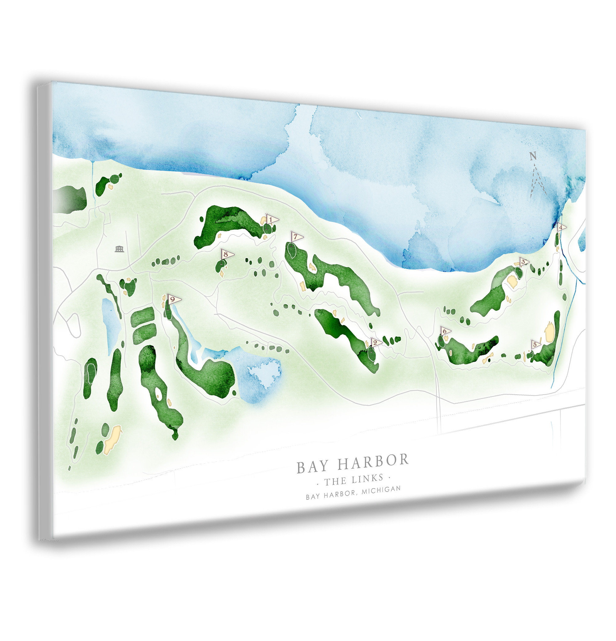 Bay Harbor Golf Course Map, Michigan The Links Layout Golf Course, Personalized Golf Memorabilia Art Retirement Gift for Golfer Gift for Mom
