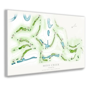 Moss Creek Golf Course Map, South Carolina Golf Course Layout, Sport Theme Father&#39;s Day Personalized Golf Art Dad&#39;s Birthday Gift for Golfer