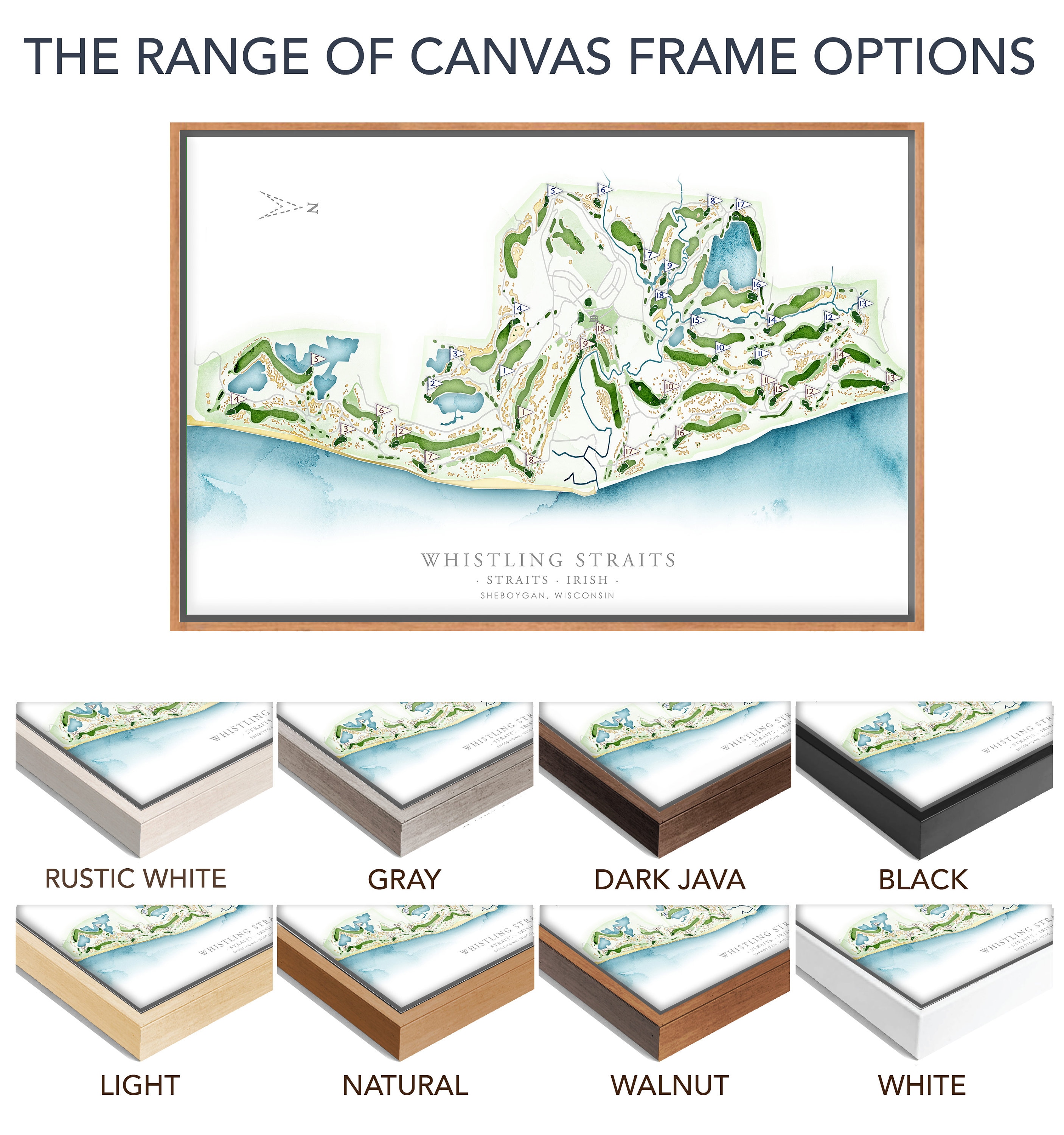 Whistling Straits Golf Course Map, Straits and Irish Layout, Wisconsin