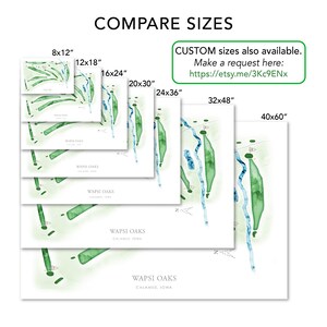 Wapsi Oaks Golf Course Map Watercolor Style Golf Layout of Course