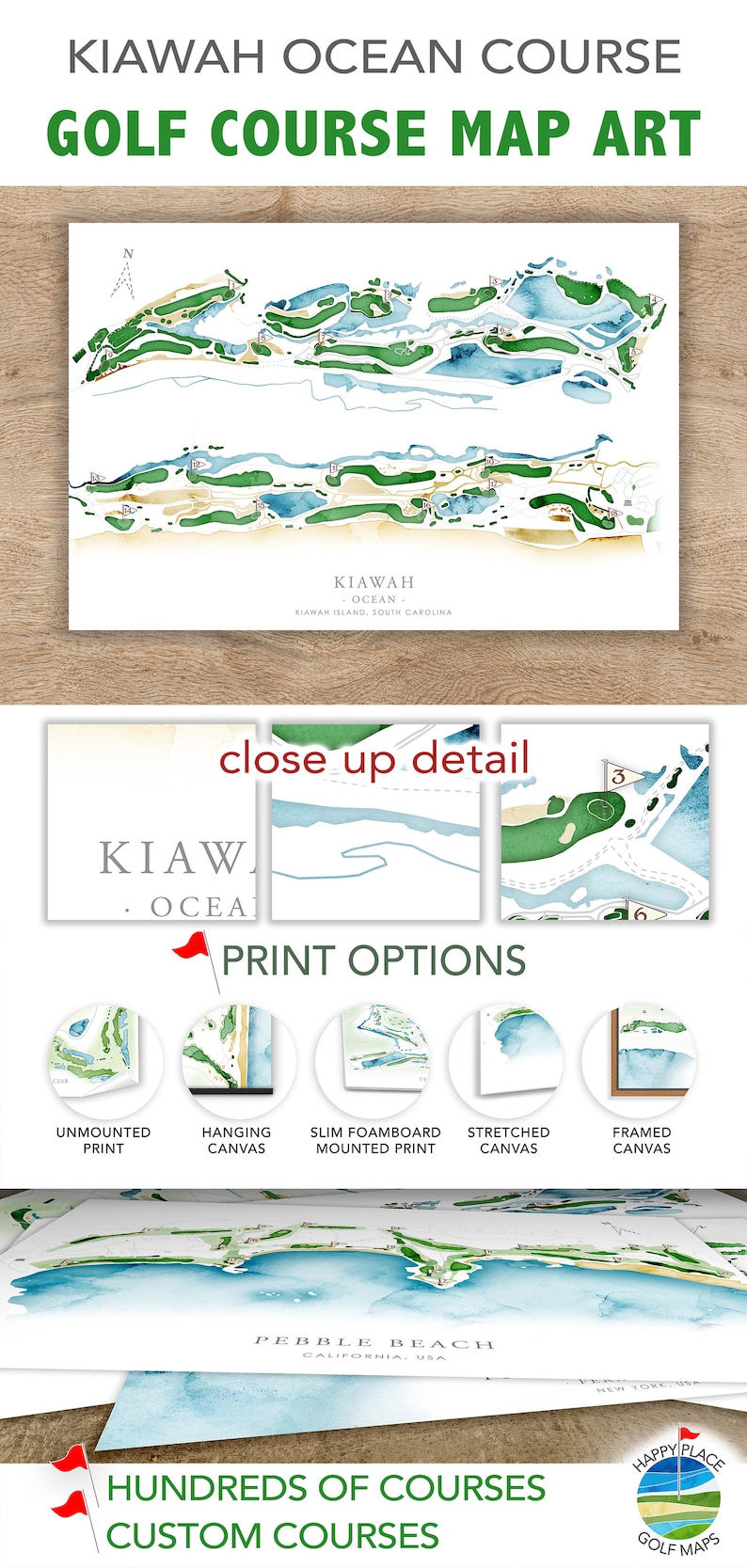 Kiawah Ocean Course Golf Course Map Golf Decor Gift South Carolina