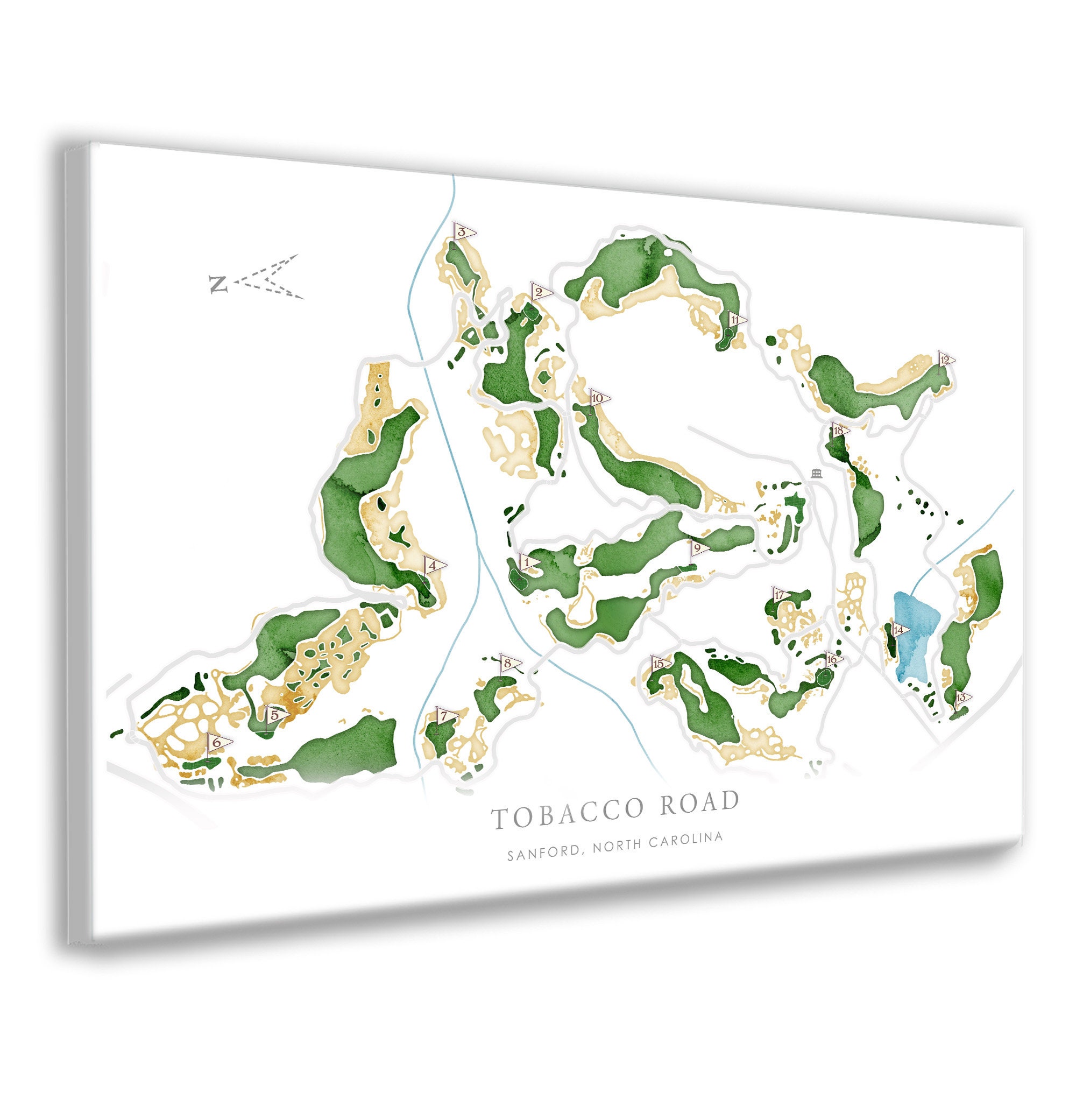 tobacco road golf course map Tobacco Road Golf Course, North Carolina Golf Decor, Gift for Golfer, Golf  NC, Large Framed Canvas or 8x12 Poster, Collectible Golf Memories