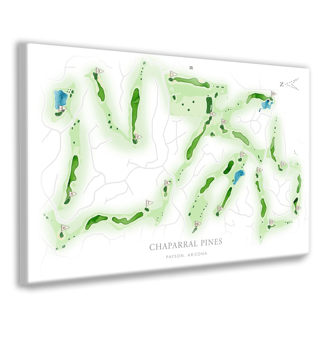 Chaparral Pines Golf Course Map, Arizona Course Layout, AZ Golf Print