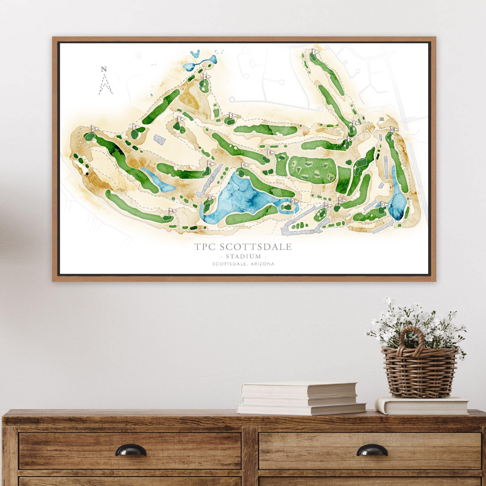 TPC Scottsdale Golf Course Map, Stadium Course Layout, AZ Golf Print TPC Scottsdale Golf Course Map, Stadium Course Layout, AZ Golf Print