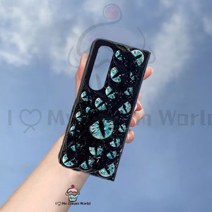Cthulhu Blue Eyes Cream Glue Phone Case with Chain for Samsung S25 Edge S24 A55 A56,iPhone 17 16e 16 15 14 13,Google Pixel 7 8 9 9A 10