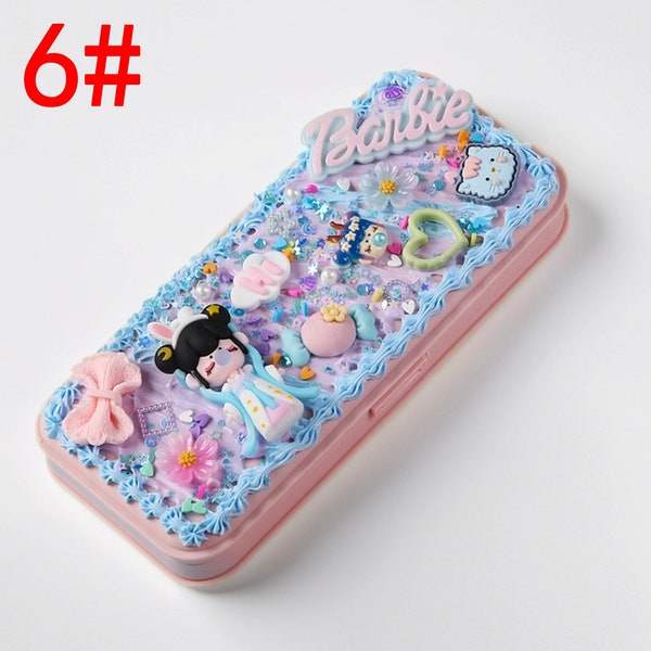 Kawaii cartoon cream glue children's stationery box, creative gifts for kids, double layer structure pencil case, girl gift