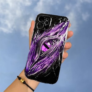 3D Dragon Eye Cream Glue Phone Case With Chain, iPhone  12 13 14 15 Case, Samsung A52 S24 S22 S23 Ultra FE Case, Google Pixel 6 7 8 Pro Case