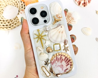 Polymer clay shellfish phone case for iPhone Air 17e 16 15 14 13 12 Pro Max,Samsung A56 S26 S25 Edge S24 S23 Ultra,Google Pixel 8 9 9A 10