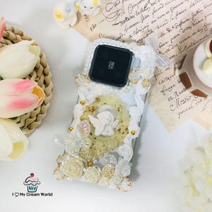 Baroque white cream glue decoden phone case for xiaomi 15 14 13 ultra,redmi note 13 pro,poco x7 pro case,iphone oneplus motorola case