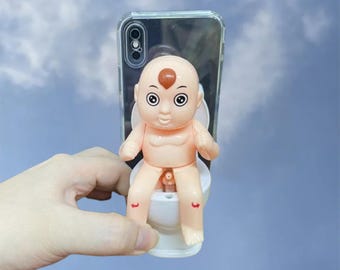 Funny Water Jet Toilet iPhone Case for iPhone Air 17e 16 15 14 Pro Max,Samsung S26 FE S25 S24 S23 Z Flip8,Google Pixel 11 10A Pro,Best Gift