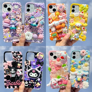 Cartoon Big-Eared Dog Doll Case With Chain,iPhone 15 14 13 Pro Max,Samsung Z Flip 5 Fold 5 S23 S24 Ultra Case,Google Pixel 7 8 Pro Case