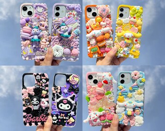 Cartoon Doll Case With Chain,iPhone 15 14 13 Pro Max,Samsung Z Flip 5 Fold 5 S23 S24 A55 Ultra Case,Google Pixel 6 7 8 Pro Case