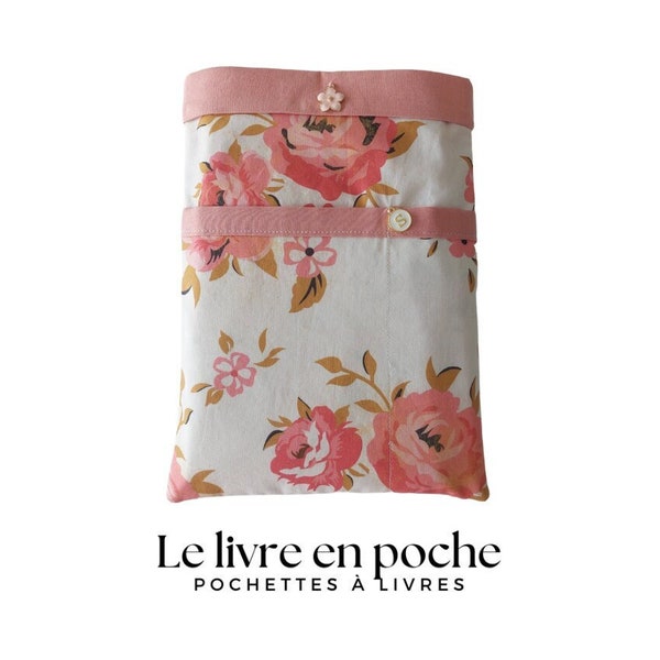 Pochette à livres de POCHES été pailleté fleuri tout en rose or et blanc