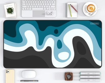 Blue Wave Desk Mat | dark sand beach | minimalist desk mat | XL desk pad | XXL mousepad | gift for men | desk accessories | original design