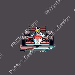 McLaren MP4/4 - Ayrton Senna Formula 1 - 8-bit Illustration Digital Art Print