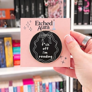 F*ck Off I’m Reading Metal MagSafe Kindle Grip | Funny Laser Engraved E-Reader Accessory | Cute Magnetic Phone Holder Bookish Reader Gift