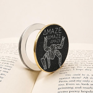 Sci-Fi Amaze Metal E-Reader MagSafe Grip | Space Alien Laser Engraved Kindle Accessory | SciFi Phone Holder Bookish Reader Gift