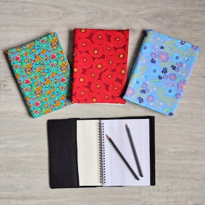 Bright Floral Designs Reusable A5 Notebook Cover - Handmade Eco Stationery