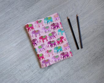 Elephants Reusable A5 Notebook Cover - Handmade Eco Stationery