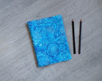 Blue Mandala Reusable A5 Notebook Cover - Handmade Eco Stationery