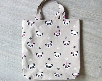 Pandas and Pink Cute Tote Book Bag