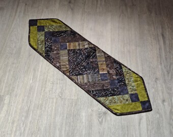 Autumn Green and Brown Handmade Table Runner 99cm
