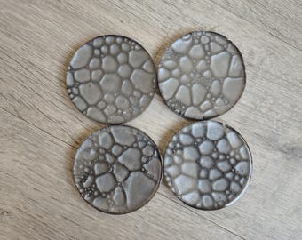 Set of 4 Handmade Resin Coasters - Silver Bubbles