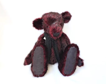 Merlot - Handmade Teddy Bear - 17" 43cm, Red Fur, Brown Eyes, Fully Jointed, One-of-a-Kind