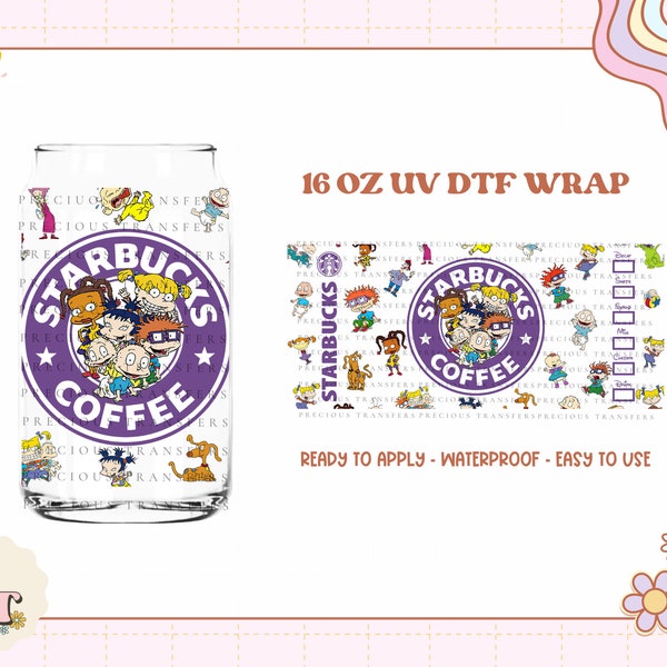 Baby Rug Coffee 16oz Libbey UV DTF Glass Can Wrap | Ready to Apply | UVDTF wrap | Permanent Adhesive | No heat needed | Waterproof