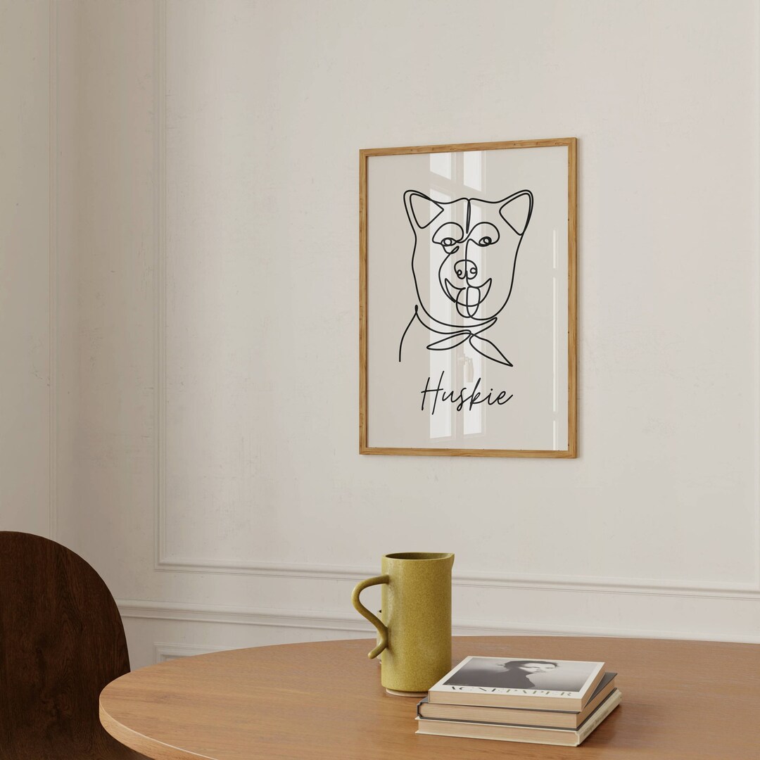 Printable Huskie Poster Huskie Puppy Line Art Print Huskie Lover Poster ...