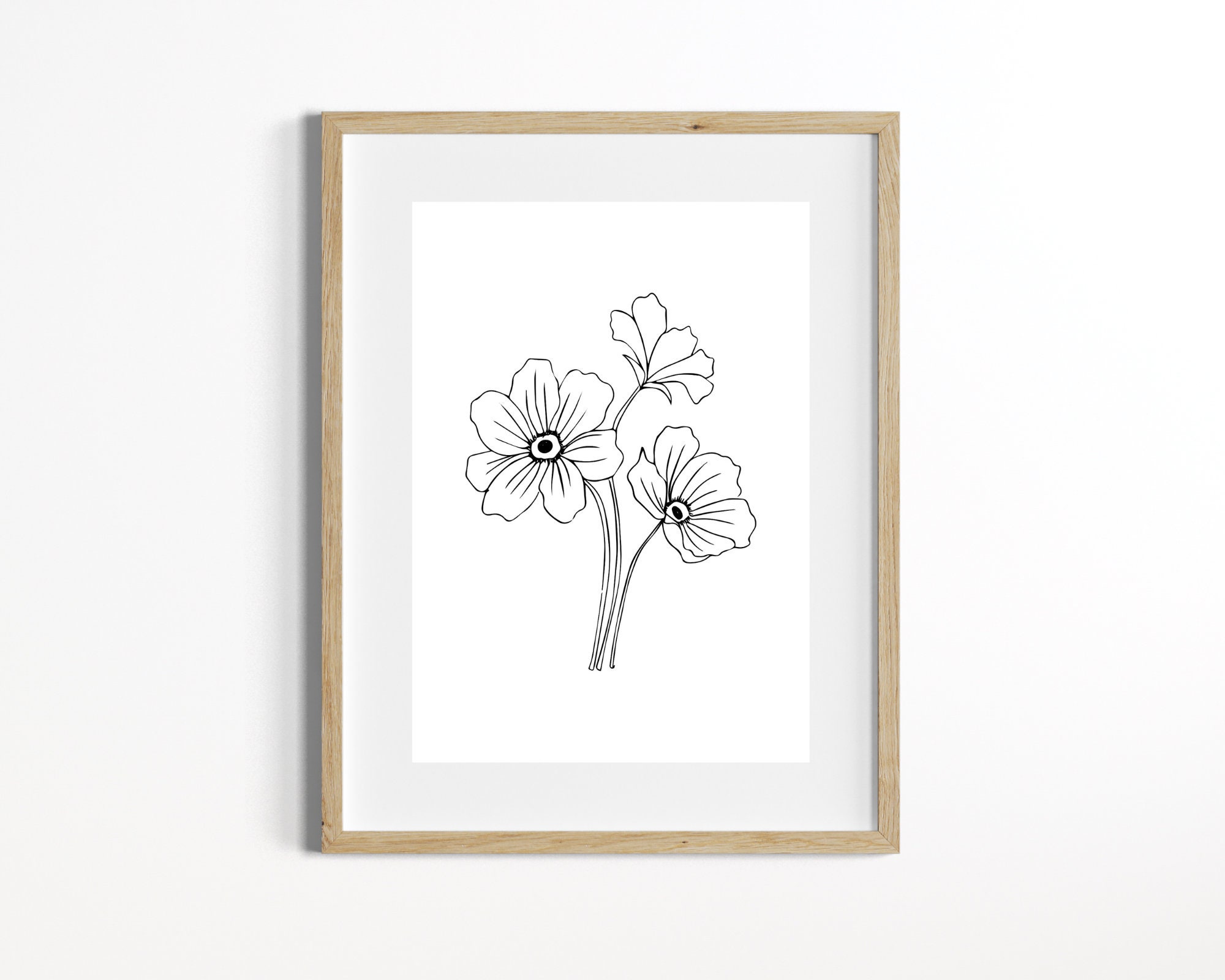 Vintage Flower Sketch Posters Printable Poster Set of 6 Handdrawn