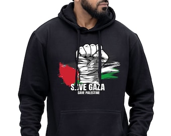 Moletom com capuz unissex pró-Palestina | Estampa "Salve Gaza"
