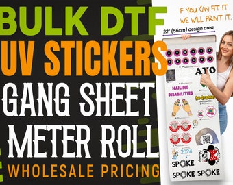 Custom 3D UV DTF Stickers, Personalised Metre Gang Sheet, Waterproof Scratch proof
