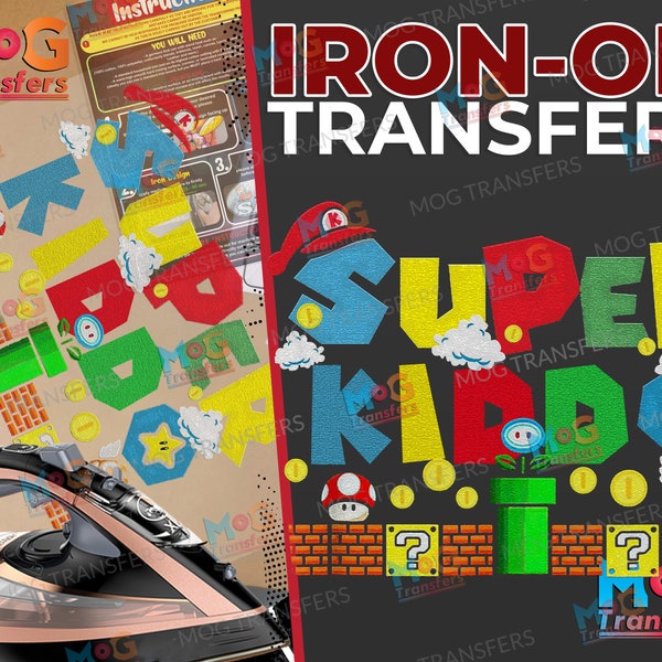 Super Kiddo Iron on Transfer, Retro Gamer Classic Game Boy Shirt Funny Kids Fun Games Cadeaux Gaming Lover Patch pour vêtements/Gamer T-shirt