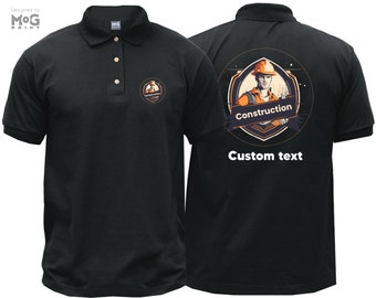 Customised Logo Construction T-shirts for Men, Any Text Contractor Polo Shirt, Business Logo Workwear Personalised Tee for Employee Company