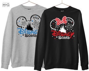 Disneyland Squad Cotton Jumper, Disneyworld Mickey & Minnie Sweatshirt, Matching Family Tops, Holiday Trip Disneyland Paris Crew Unisex Size
