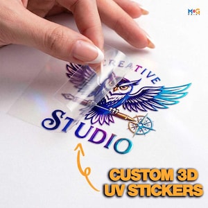 Custom 3D UV DTF Stickers for Packaging, Waterproof Raised Decals, Personalised Branding Transfers, Product Labels & Small Business Logos