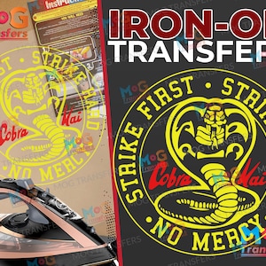 -shirt avec logo thermocollant Cobra Kai | Cadeaux Cobra Kai | Tshirt MMA Mr Miyagi Dojo Karate Kid Gi Cobra Kai Print Patch Badge Vêtement Haut