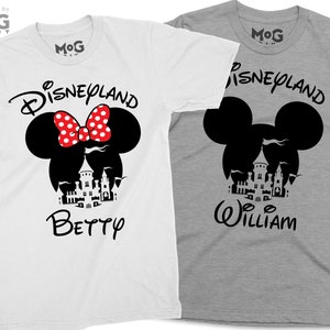 Disneyland Mickey Minnie Personalised Unisex T-shirt, Matching Family Shirt, Customised Top for Disney Lover, Birthday Gift for Him/Her