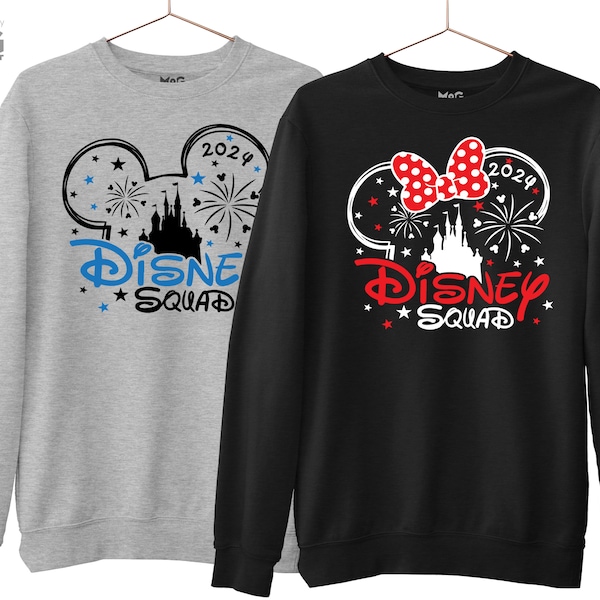 Disney Squad Cotton Jumper, Disney World Mickey & Minnie Sweatshirt, Matching Family Tops, Holiday Trip Disney World Crew Unisex Sizes