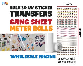 Custom 3D UV DTF Stickers, Bulk Wholesale, Gang Sheet