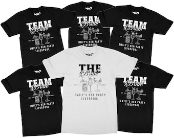 Custom Bachelorette Party Shirts, Team Bride Tee, Personalised Hen Party Shirts, Cocktail Theme Bridal Squad Tee, Matching Girls Trip Top
