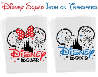 Disney Squad Iron on Transfers for T-shirts / Garments, Disney World Mickey & Minnie Prints, Disneyland Family Holiday Matching Shirts