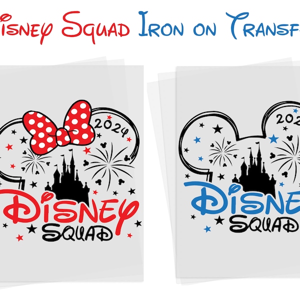 Transferts pour t-shirts/vêtements Disney Squad, imprimés Mickey et Minnie Disney World, chemises assorties pour les fêtes de famille Disneyland