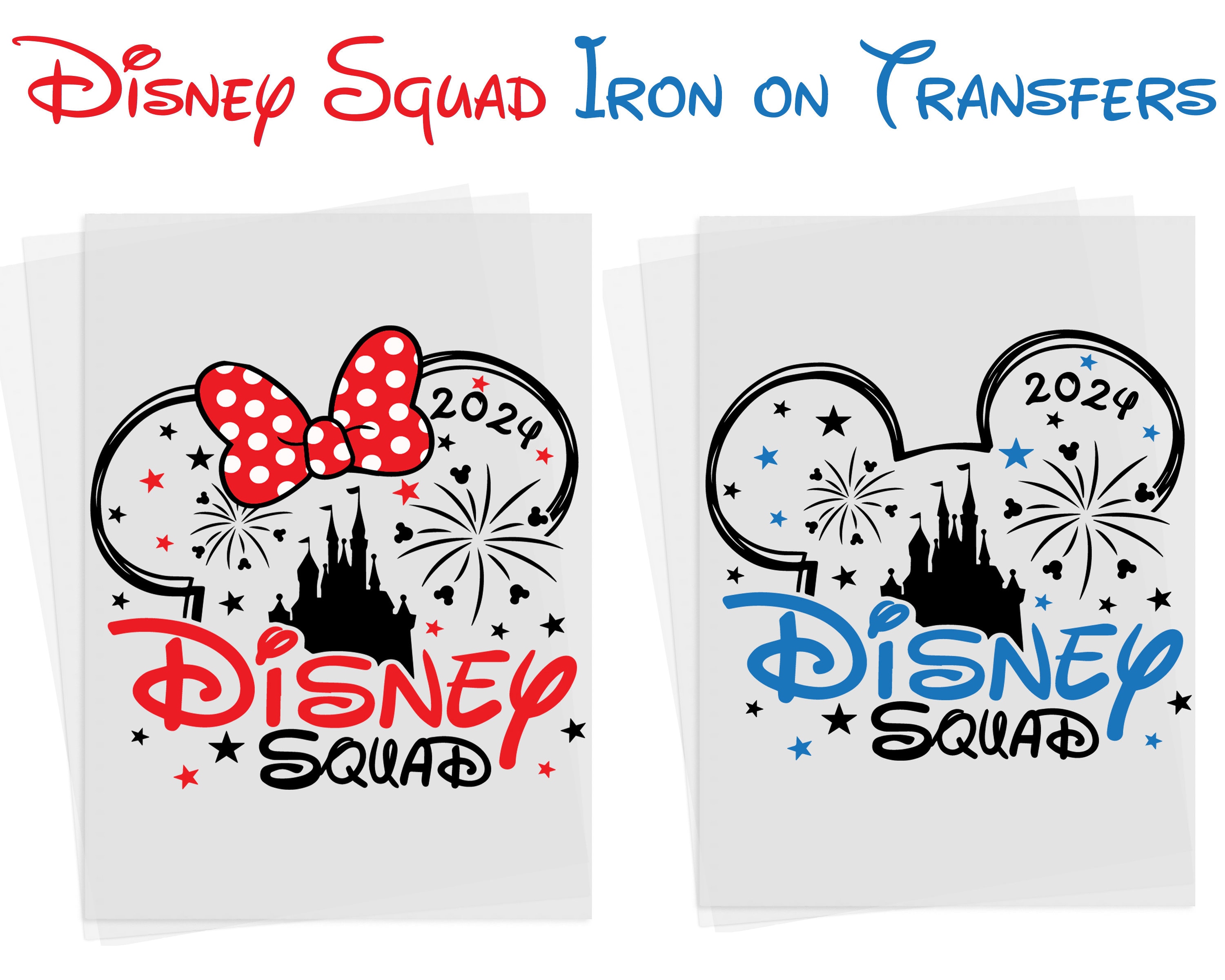 Disney Squad Iron on Transfers for T-shirts / Garments, Disney World Mickey  & Minnie Prints, Disneyland Family Holiday Matching Shirts 