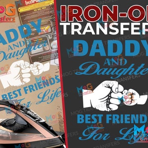 Camiseta de papá e hija con plancha para transferencia de calor, tela para hombres o niñas, mejores amigos de por vida, regalo divertido para el Día del Padre para el mejor papá de todos los tiempos